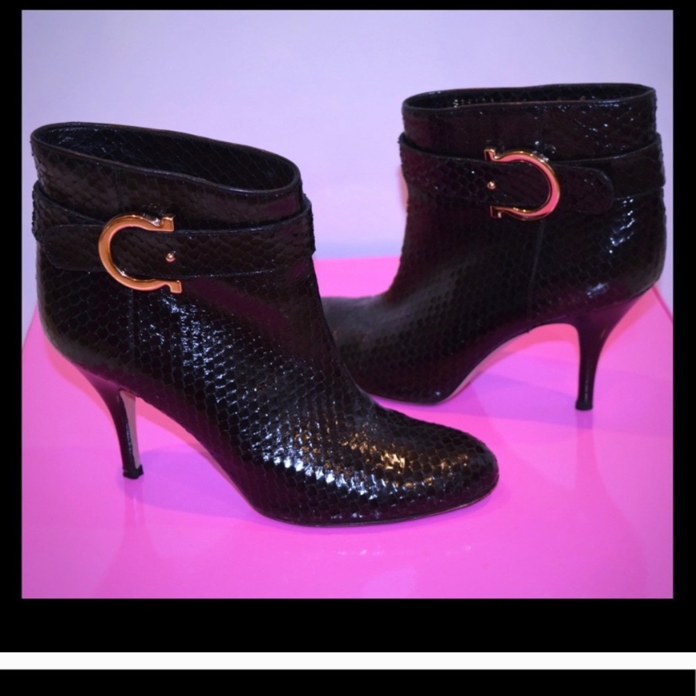 Salvatore Ferragamo Python Ankle Boots